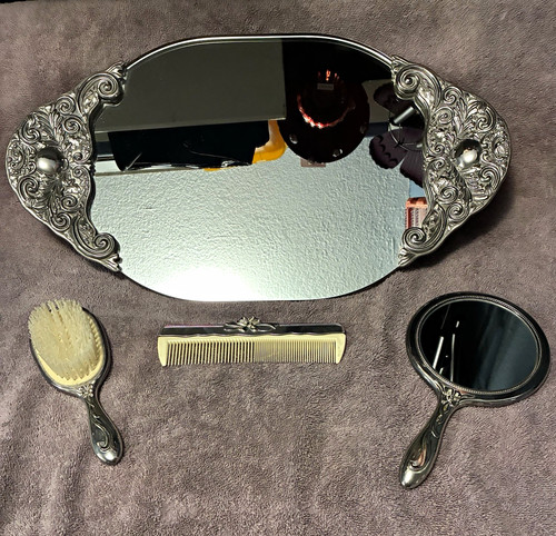 Vintage silver tone vanity - vintage,